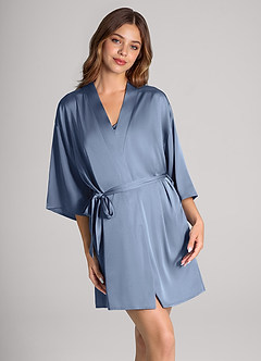 front Matching Color Classic Satin Robe
