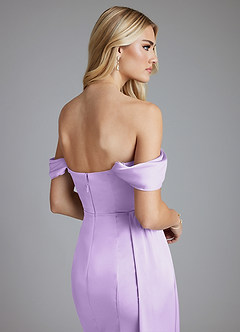 Azazie Amyra Bridesmaid Dresses Lilac Mermaid Off the Shoulder Stretch Satin Convertible Dress image7