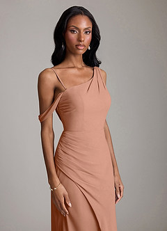 Azazie Madelyn Robes de demoiselle d'honneur Robe Sirène Convertible en Mousseline de soie Asymétrique Bronze image3