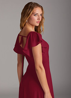 Azazie Bondi Brautjungfernkleider A-Linie Seitliche Cut-Outs Stretch-Chiffon Kleid Burgunderrot image5