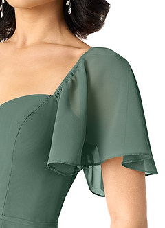 Azazie Chloe Robes de demoiselle d'honneur Robe Trapèze en Mousseline de soie Encolure en Forme de Cœur Mousse De Mer image6