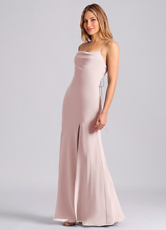 Azazie Grata 신부 들러리 드레스 인어 주름진 쉬폰 바닥 길이 드레스 image4