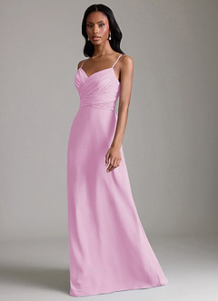 Azazie Kali Brudtärnklänningar Klä av A-Linje i Chiffong Plisserad Godisrosa image6