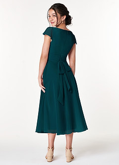 Azazie Payton Junior Pine A-Line Bow Chiffon Dress image2