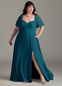 Azazie Chloe Bridesmaid Dresses Ink Blue A-Line Sweetheart Neckline Chiffon Dress image9