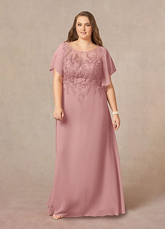 Azazie Faviola Final Sale Dusty Rose A-Line Boatneck sequins Chiffon Dress image7