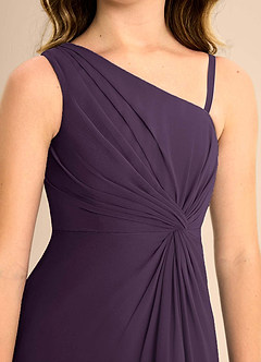 Azazie Brooke Junior Plum A-Line Side Slit Chiffon Dress image7