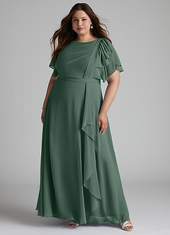 Azazie Aaliyah vestidos de dama de honor modestos Vestido de Corte En A Plisado Scoop Hasta el suelo Gasa image6