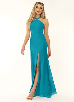 Azazie Rue Bridesmaid Dresses Jade A-Line Halter Chiffon Dress image4