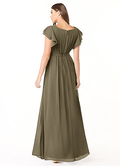 Azazie Daphne Modest Bridesmaid Dresses A-Line Ruffled Chiffon Floor-Length Dress image2