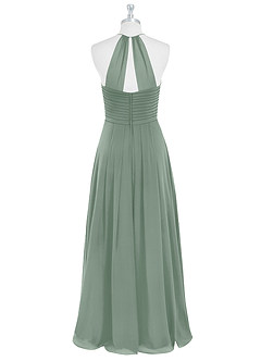 Azazie Ginger Robes de demoiselle d'honneur Robe Trapèze en Mousseline de soie Dos nu plissé Sauge D'argent image7