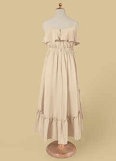 Azazie Karmen Flower Girl Dresses Champagne A-Line Ruched Chiffon Dress image7