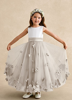 Azazie Vi Flower Girl Klänningar Klänning A-Line i Tyll Ärmlös image5