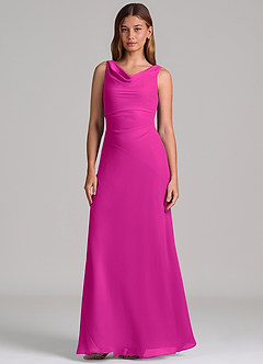 Azazie Nerine Brudtärnklänningar Klä av A-Linje i Chiffong Plisserad Fuchsia image4