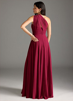 Azazie Charlize Robes de demoiselle d'honneur Robe Trapèze en Mousseline de soie Asymétrique Bourgogne image2