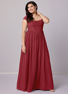 Barbie ♥ Azazie Bridesmaid Dresses Pomegranate A-Line Corset Chiffon Dress image11