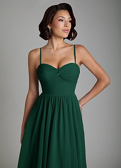 Azazie Petra Bridesmaid Dresses Emerald A-Line Corset Chiffon Dress image3