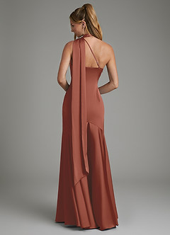 Azazie Amara Bridesmaid Dresses Auburn Mermaid One Shoulder Stretch Satin Dress image2
