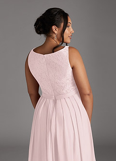 Azazie Ainsling Mother of the Bride Dresses Blushing Pink A-Line Square Neckline Lace Chiffon Dress image18