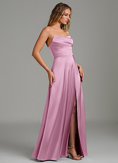 Azazie Niveah Bridesmaid Dresses Candy Pink A-Line Strapless Stretch Satin Convertible Dress image7