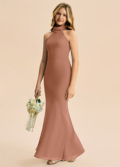 Azazie Velli Junior Bronzer Mermaid High Neck Chiffon Dress image4
