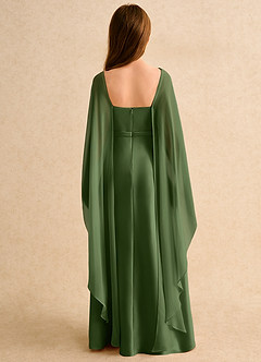 Azazie Fishie Girls Formal Flower Girl Dresses Olive A-Line Matte Satin Dress image2