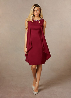 Azazie Viviana Mother of the Bride Dresses Burgundy A-Line Sequins Mesh Dress image4
