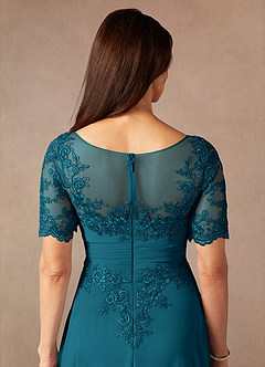 Azazie Raissa Abiti per la Madre della Sposa Abito A-Line in Chiffon Pizzo Blu Inchiostro image8