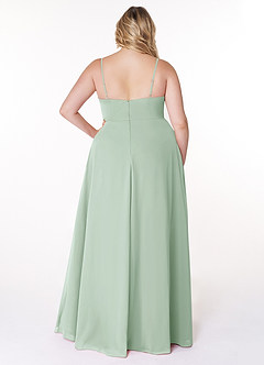Azazie Moira Brautjungfernkleider A-Linie Schaufel Chiffon Kleid Agave image9
