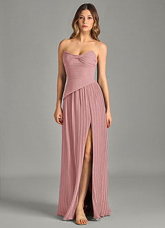 Azazie Becka Bridesmaid Dresses Dusty Rose A-Line Strapless Chiffon Dress image3