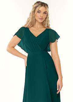 Azazie Rylee Bridesmaid Dresses Peacock A-Line Pleated Chiffon Dress image5