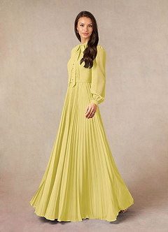 Azazie Adellah Mother of the Bride Dresses Canary A-Line Pleated Chiffon Dress image2