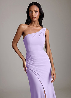 Azazie Madelyn Bridesmaid Dresses Lilac Mermaid One Shoulder Chiffon Convertible Dress image7