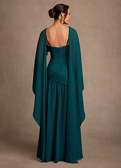 Azazie Flossie 신부의 어머니 드레스 A라인 주름진 쉬폰 플로어 길이 드레스 image2