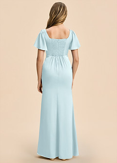 Azazie Chace Junior Cloud Blue Sheath Stretch Satin Dress image2
