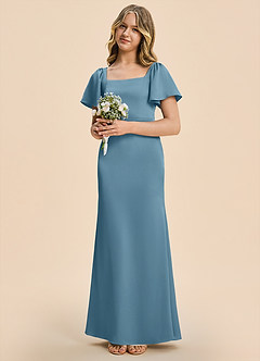 Azazie Chace Junior Bermuda Sheath Stretch Satin Dress image3