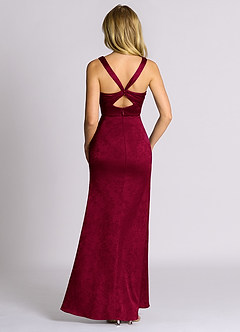 Azazie Mero 신부 들러리 드레스 인어 주름진 자카드 바닥 길이 드레스 image7