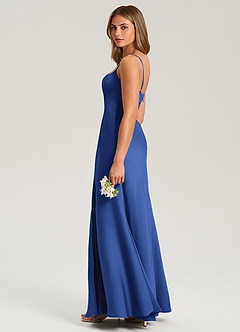 Azazie Lidia Brautjungfernkleider Meerjungfrau-Linie Seitliche Cut-Outs Stretch-Satin Kleid Königsblau image7
