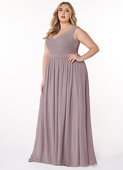 Azazie Keyla Bridesmaid Dresses A-Line V-Neck Pleated Chiffon Floor-Length Dress image7