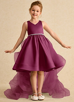 Azazie Julietta Flower Girl Dresses Mulberry Ball-Gown Convertible Tulle Dress image2