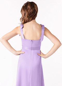 Azazie Barbara Junior Lilac A-Line Bow Stretch Satin Dress image4