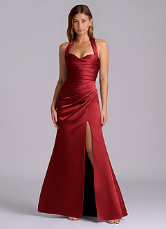 Azazie Destiny Bridesmaid Dresses Scarlet Mermaid Sweetheart Neckline Stretch Satin Dress image4