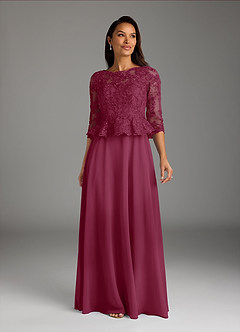 Azazie Averie Mother of the Bride Dresses Mulberry A-Line Boatneck Sequins Chiffon Dress image3