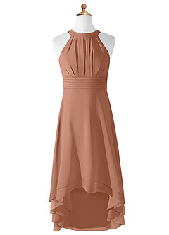 Azazie Linna Junior Bronzer A-Line Pleated Chiffon Dress image5