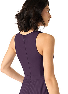 Azazie Lindie Bridesmaid Dresses Plum A-Line Scoop Pleated Chiffon Dress image5