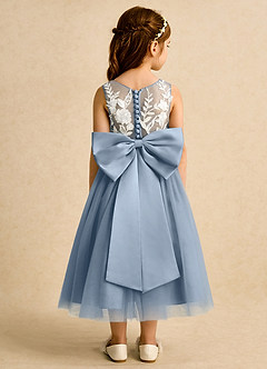 Azazie Sundae Flower Girl Dresses Dusty Blue Ball-Gown Lace Dress image2