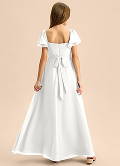Azazie Azey Junior White A-Line Ruched Chiffon Dress image2