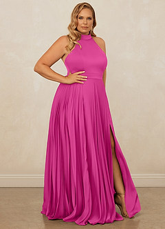 Christian Siriano Bridal for Azazie 1007 Bridesmaid Dresses Fuchsia A-Line Pleated Stretch Satin Dress image10