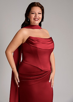 Azazie Sorrel 신부 들러리 드레스 인어 스트랩리스 스트레치 새틴 바닥 길이 드레스 image10