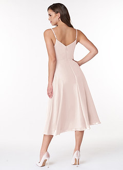 Azazie Clarissa Bridesmaid Dresses Rose Petal A-Line V-Neck Chiffon Dress image2